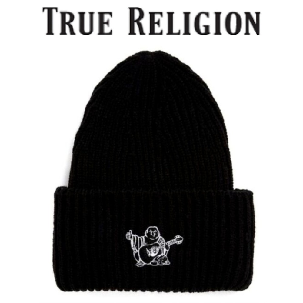 True Religion Buddha Logo Flip Beanie - Picture 1 of 5